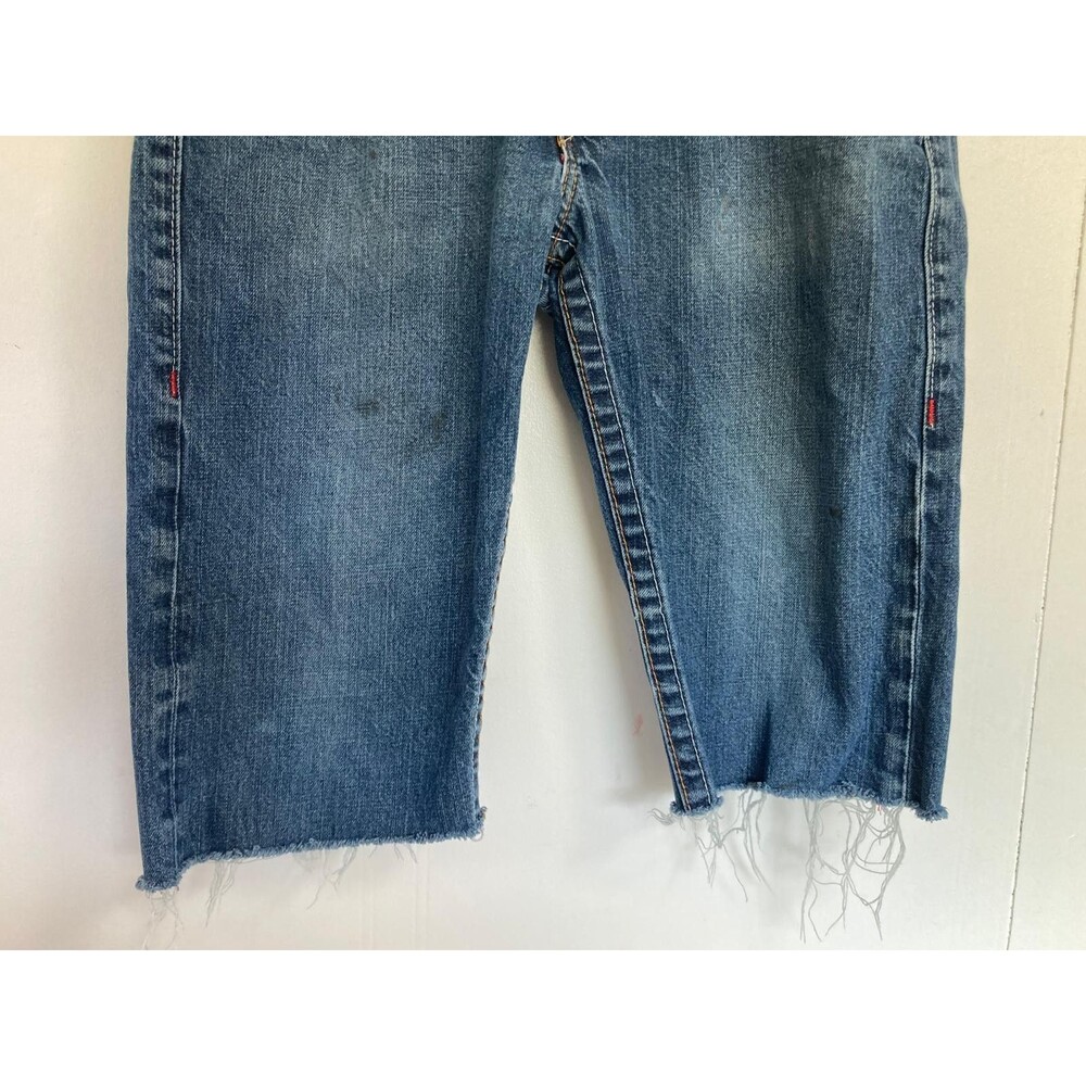 True Religion Jeans Cut Off Shorts Mens 32 Denim Fray Hem Jorts Blue - Picture 2 of 11